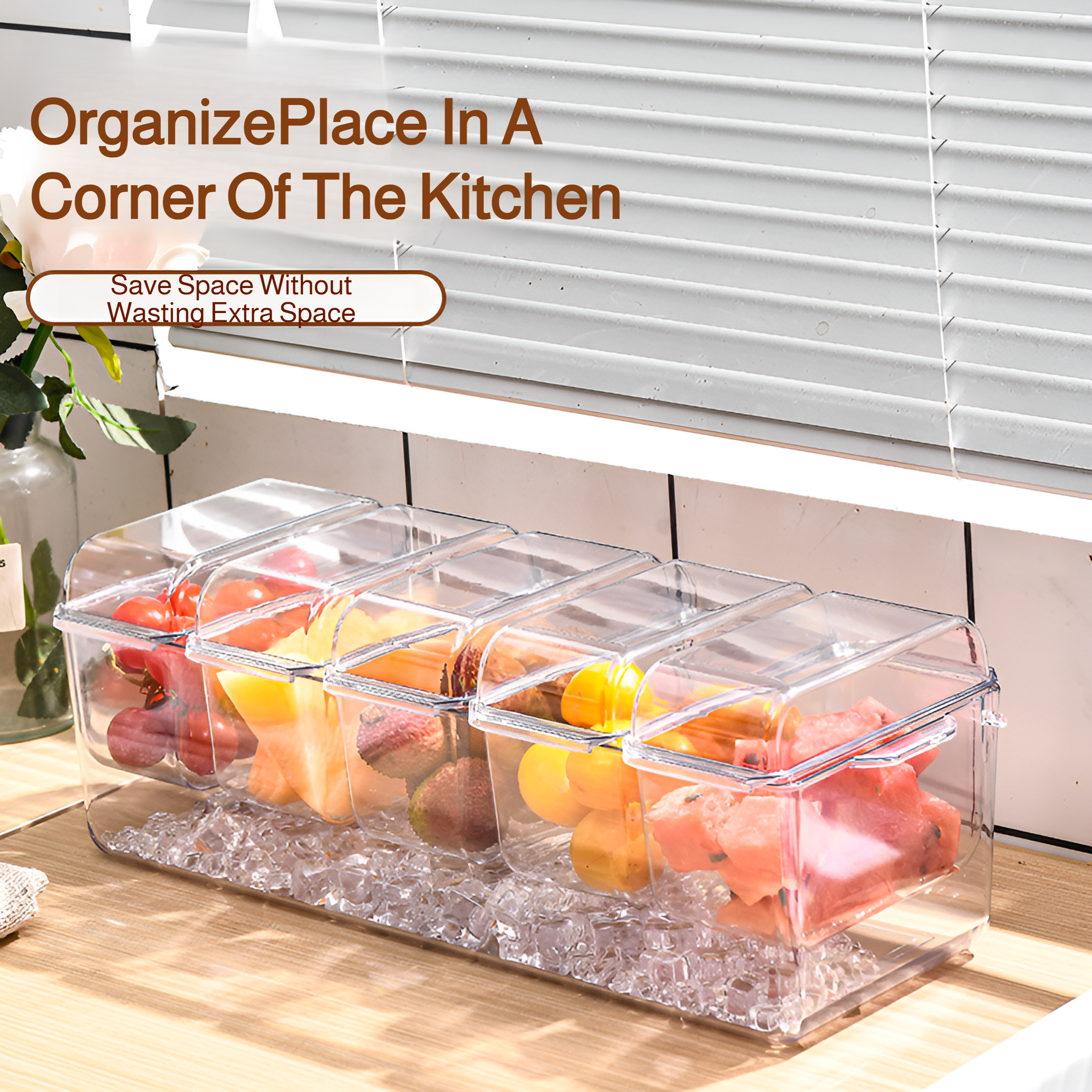 Party salad plate with five separate sections