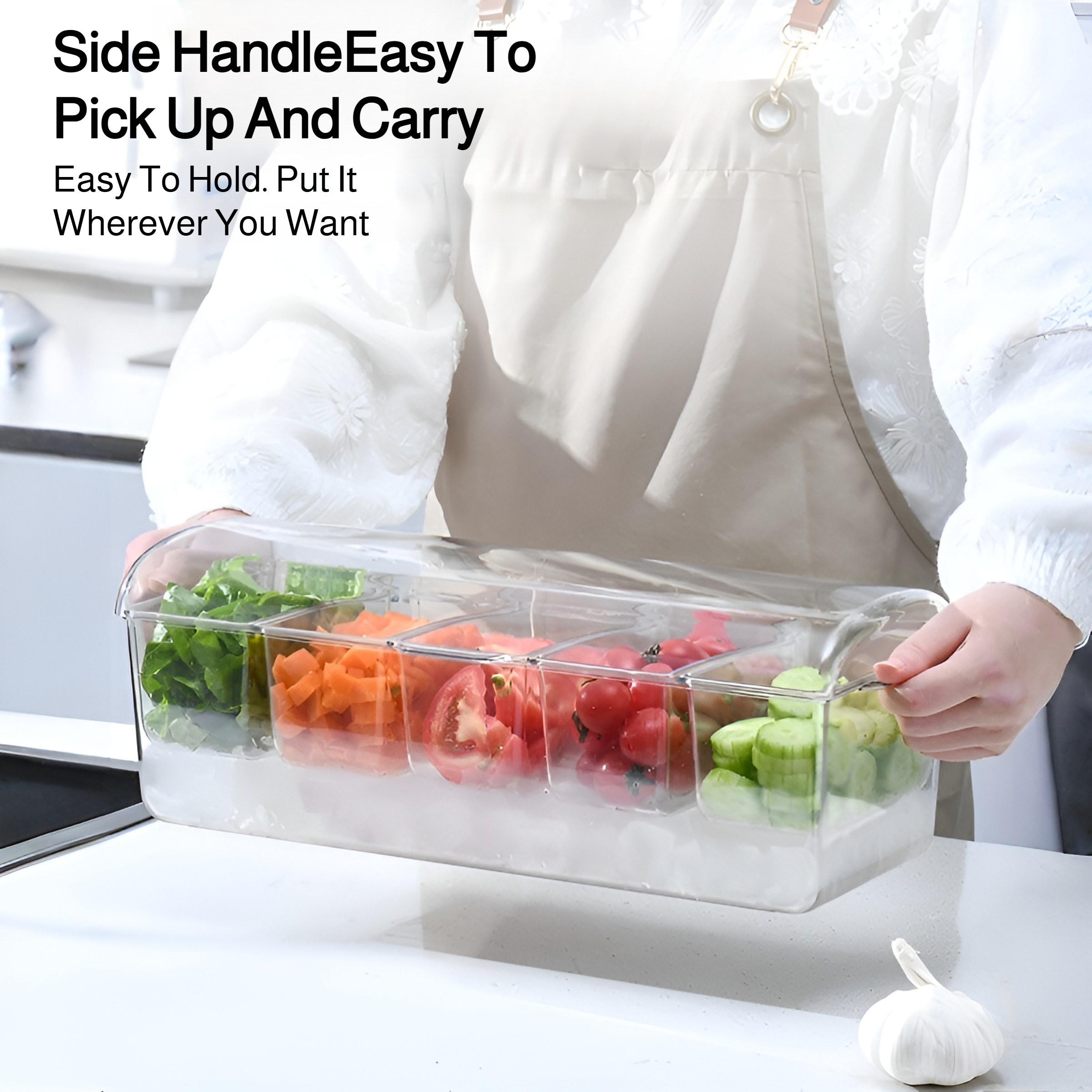 Outdoor picnic salad storage container with lid