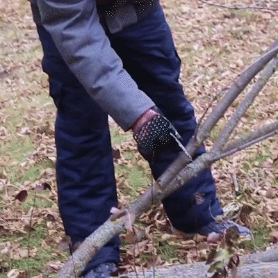 Kabellose Kettensäge bei der Gartenarbeit