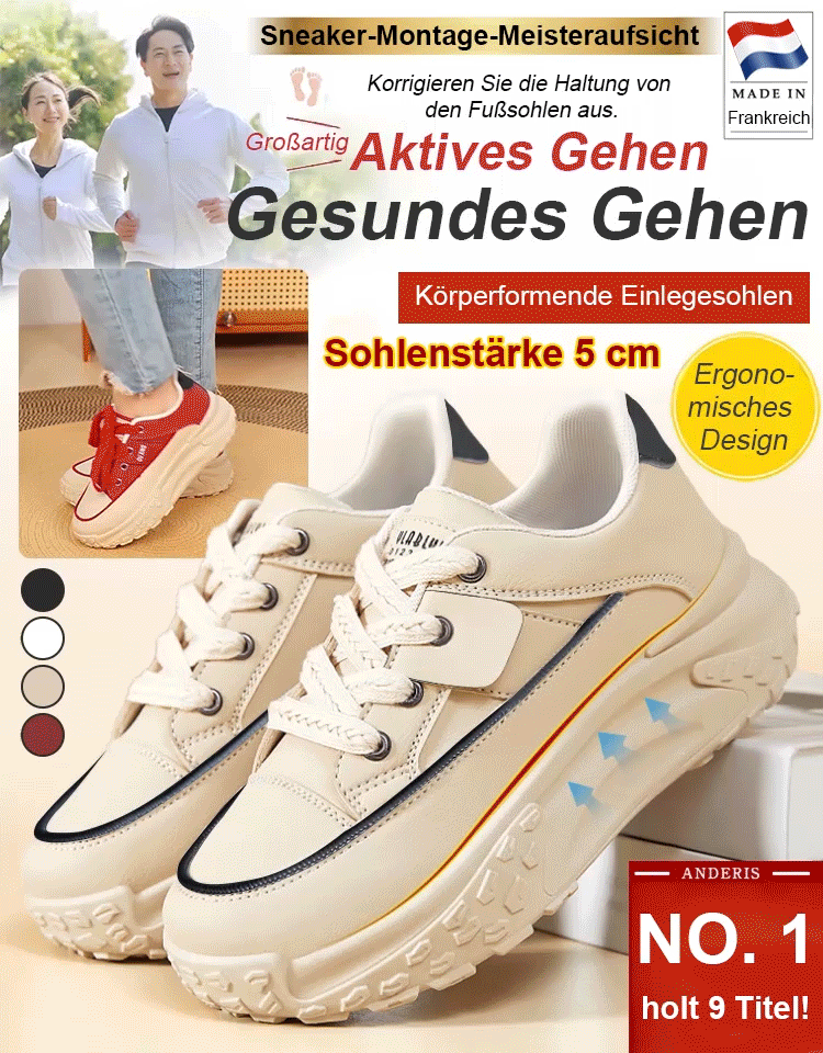 👩‍⚕️👍【Mit Medizin-Experten entwickelt】Damen-Fitness-Schuhe mit dicker Sohle zur Fettverbrennung