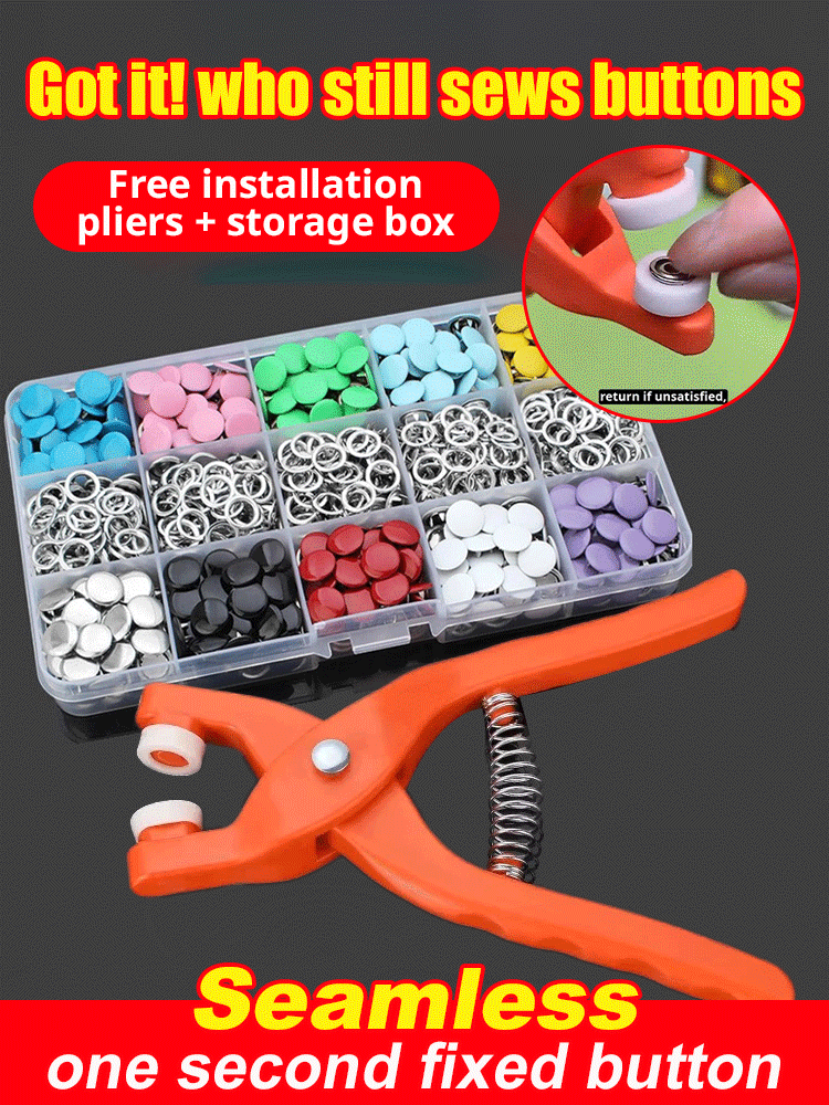 No-sew colored snap button installation tool set