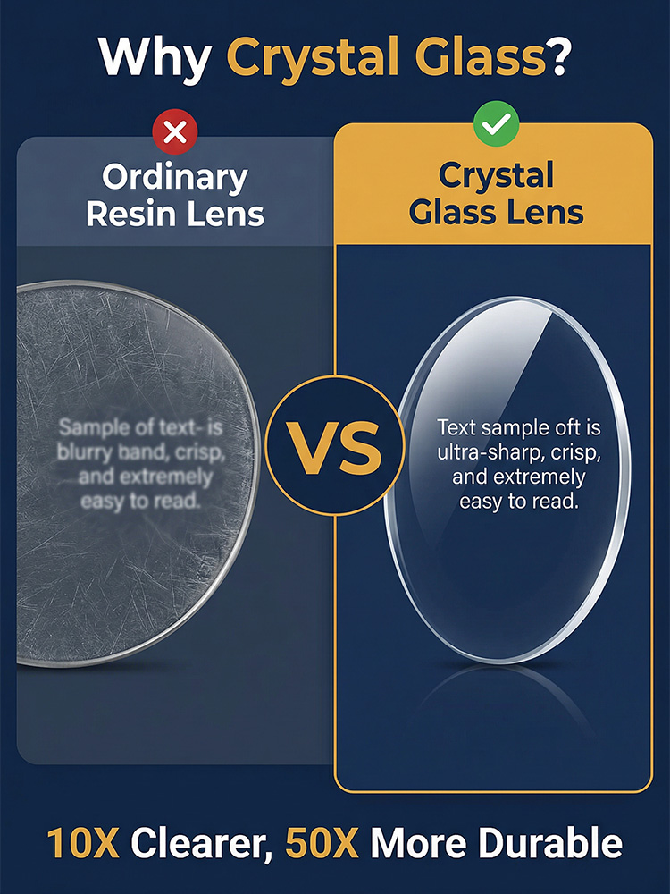 Crystal glass ultra-clear anti-fatigue reading glasses