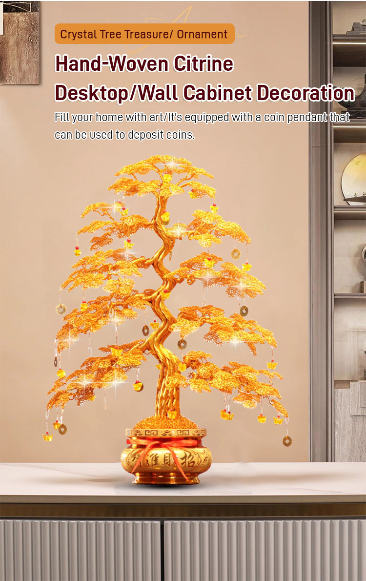 Albero Della Vita In Citrino Naturale - Portafortuna Per Ricchezza - Decorazione Feng Shui Per La Casa